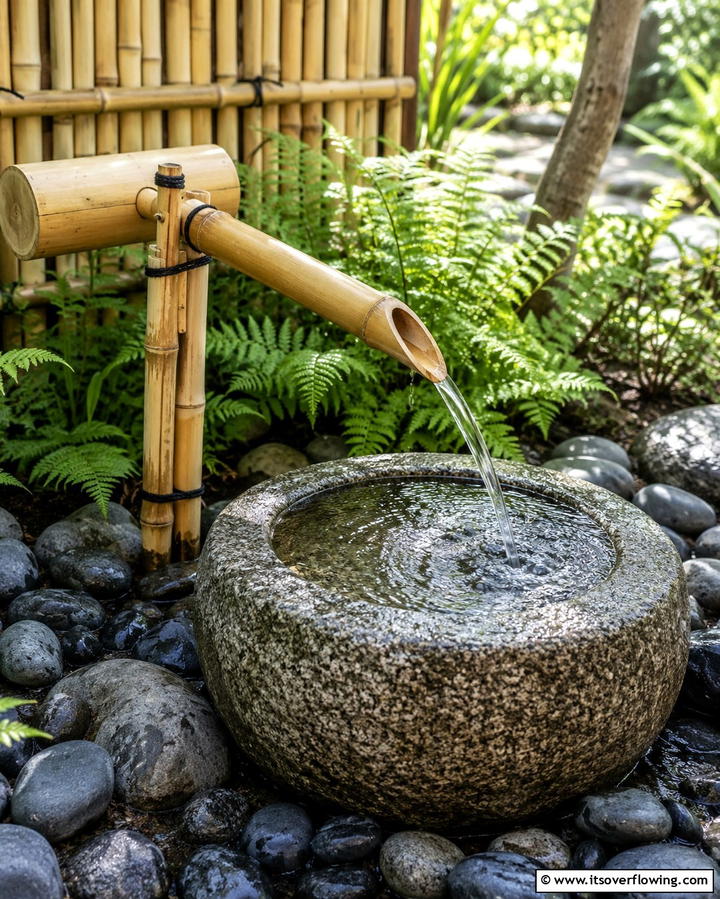Bamboo Water Fountains - 30 Asian-Inspired Landscaping Ideas for Serene Gardens