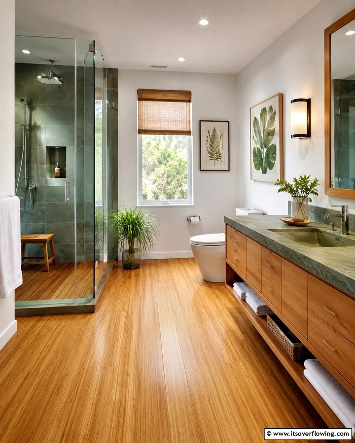 Bamboo Wood Flooring - 30 Wood Floor Ideas for Bathrooms- Warmth Meets Function