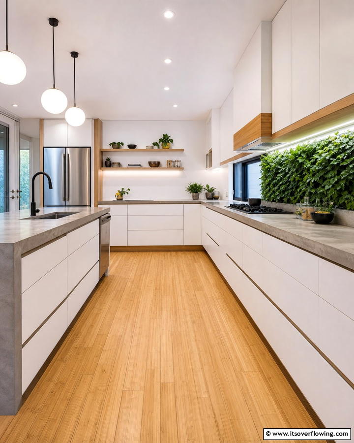Bamboo Wood Floors for Eco Friendliness - 20 Kitchens With Wood Floors for a Warm and Inviting Feel