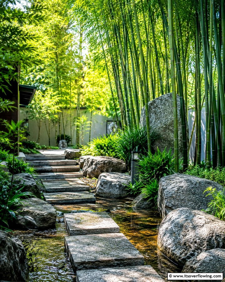 Bamboo and Stone Blend - 30 Japanese Garden Ideas for Zen Outdoor Spaces