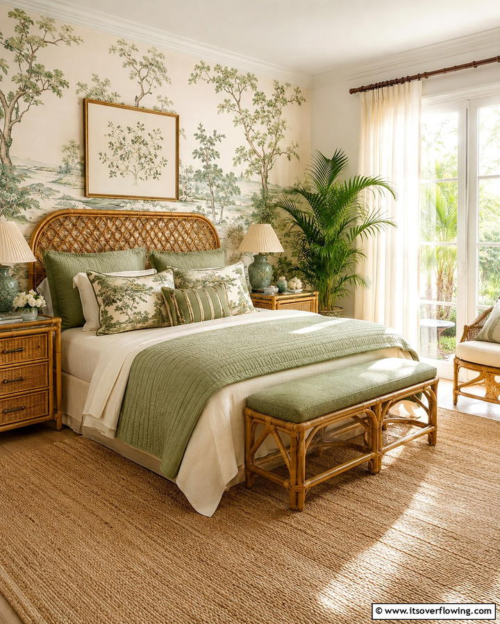 Bamboo or Rattan Accents - 25 Chinoiserie Bedroom Ideas for an Exotic Touch