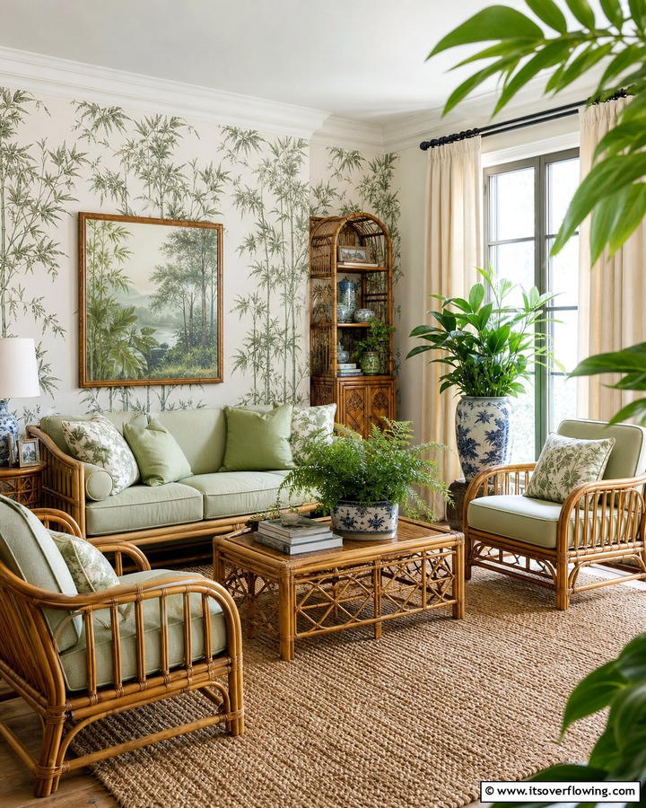 Bamboo or Rattan Elements - 20 Chinoiserie Living Room Ideas for Timeless Style