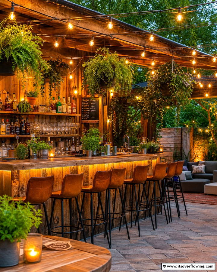 Bar Ambience with Warm Hues - 21 Patio String Light Arrangements for Magical Outdoor Ambiance