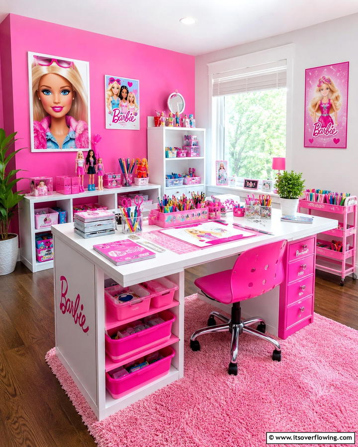Barbie Inspired Artwork Station - 25 Fun Barbie Room Ideas for Kids and Collectors