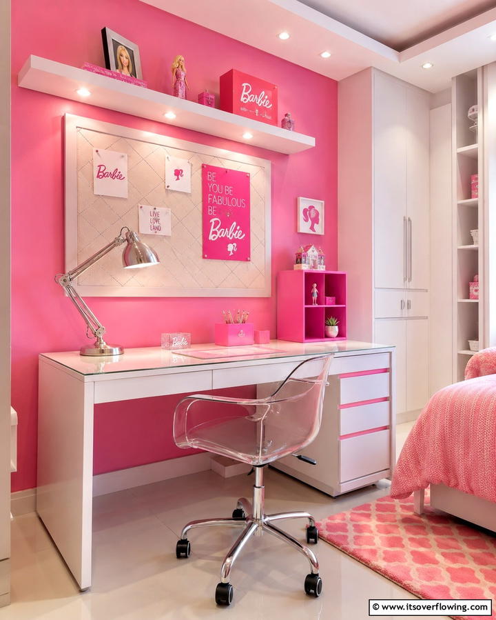 Barbie Inspired Desk Area - 25 Fun Barbie Room Ideas for Kids and Collectors