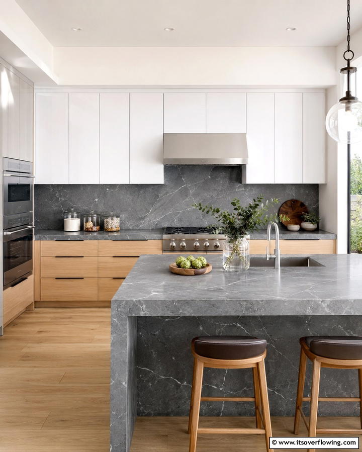 Bardiglio Marble Countertop - 25 Marble Kitchen Countertops for Elegant Homes