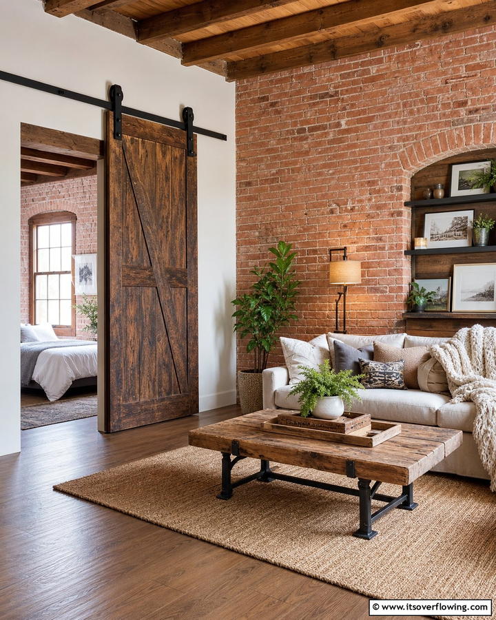 Barn Door Accent Elegance - 21 Rustic Decor Ideas for Cozy Farmhouse-Chic Interior Accents