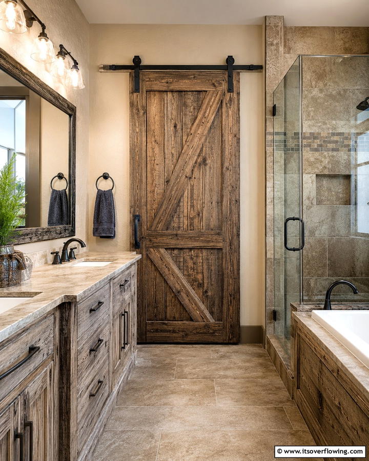 Barn Door Accents - 20 Western Bathroom Ideas for a Rustic and Relaxing Retreat