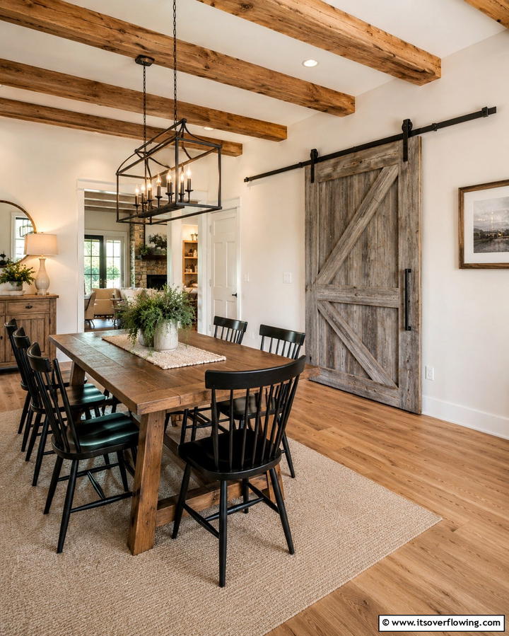 Barn Door Features - 30 Rustic Dining Room Ideas for Cozy Family Gatherings