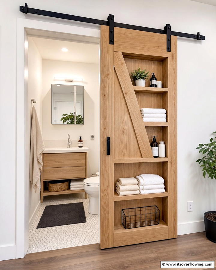 Barn Door with Storage - 20 Bathroom Barn Door Ideas for Space Saving