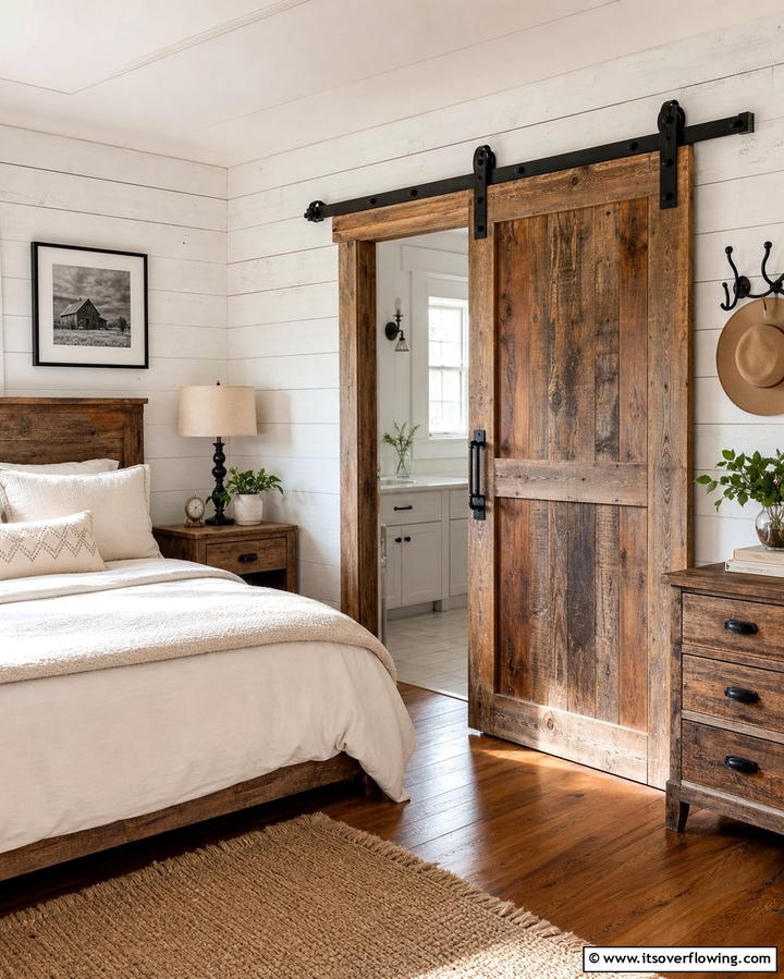 Barn Doors as Closet or Room Dividers - 25 Country Bedroom Ideas- Cozy & Rustic Designs