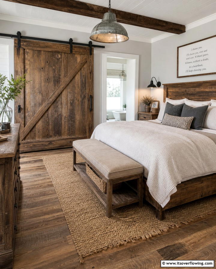 Barn Style Sliding Doors - 25 Country Bedroom Ideas- Cozy & Rustic Designs