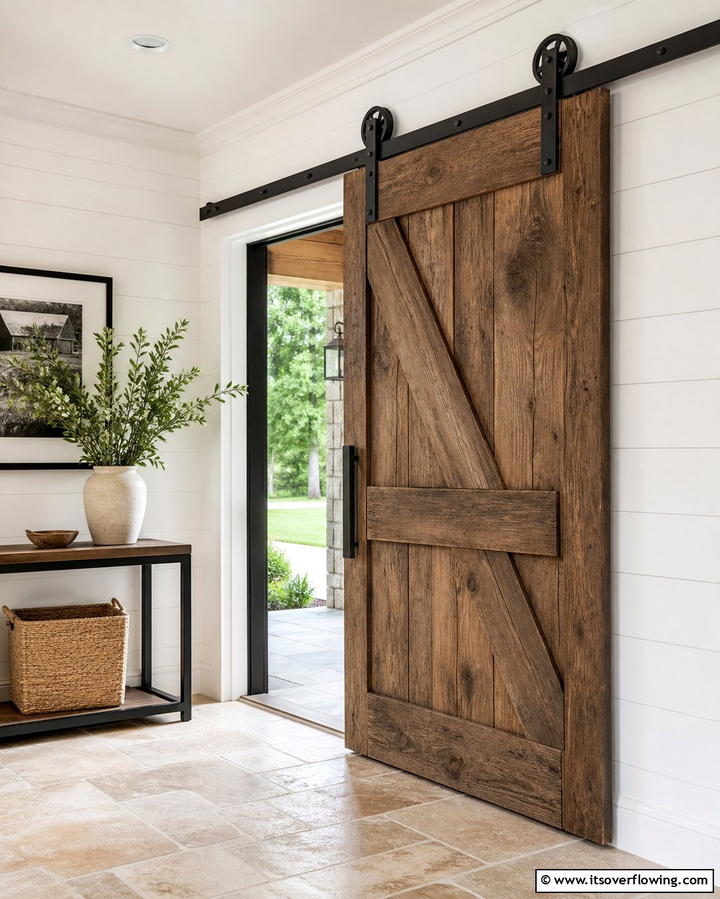 Barn Style Sliding Front Door - 25 Rustic Front Door Ideas to Welcome Guests in Style