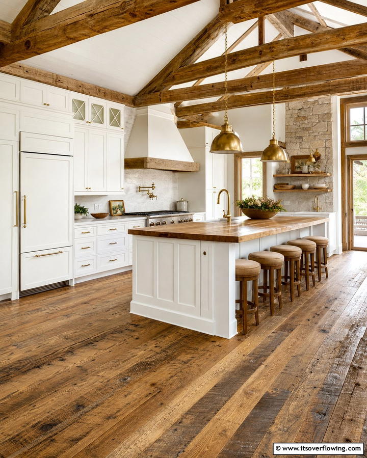 Barnwood Flooring - 25 Barndominium Kitchen Ideas for a Rustic and Modern Space