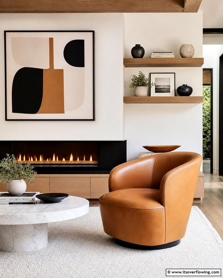 Barrel Chairs for Compact Comfort - 25 Chairs in Front of Fireplace Ideas for Cozy Vibes