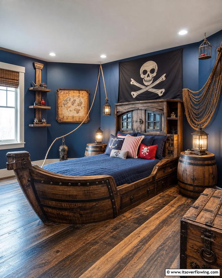 Barrel Nightstands - 20 Pirate-Themed Bedroom Ideas for Adventurous Kids