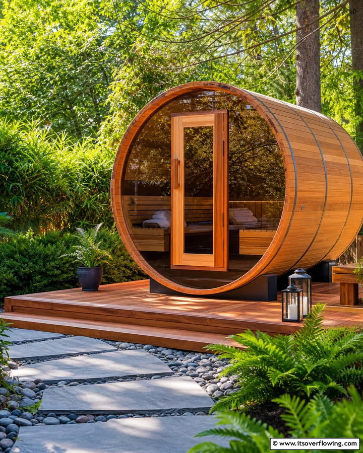 Barrel Sauna for a Unique Shape - 20 Sauna Room Design Ideas for a Luxurious Home Spa
