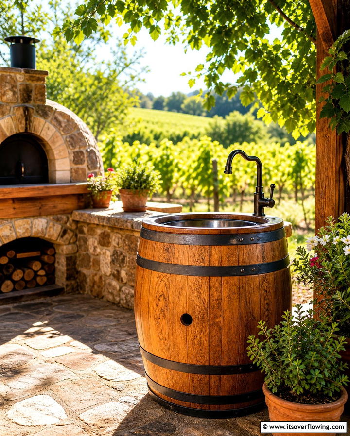 Barrel Style Sink - 25 Outdoor Sink Ideas for Functional Outdoor Spaces