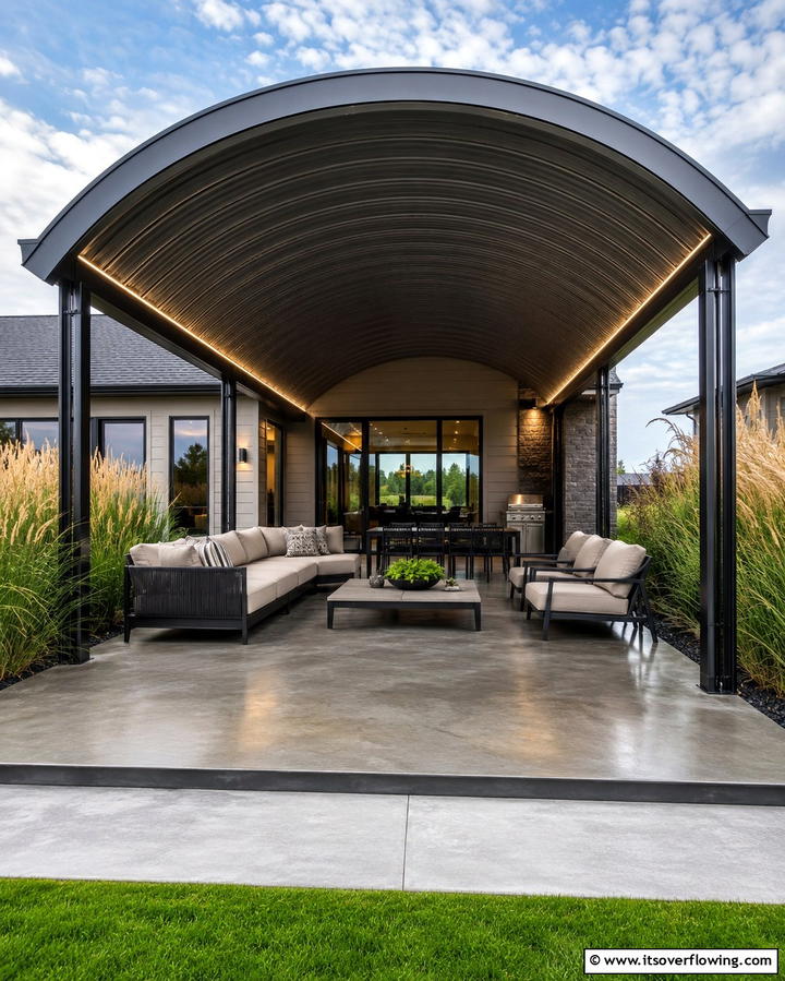 Barrel Vault Roof - 25 Attached Covered Patio Ideas for Year-Round Use