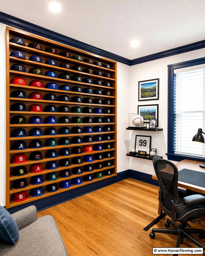 Baseball Cap Display Rack - 20 Baseball Room Decor Ideas for Fans