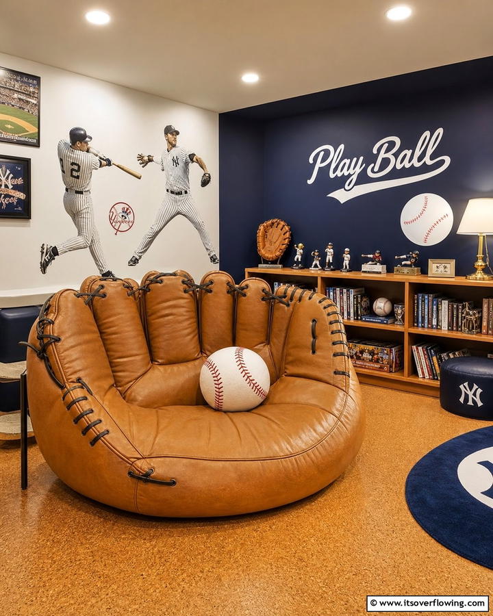 Baseball Glove Bean Bag Chairs - 20 Baseball Room Decor Ideas for Fans