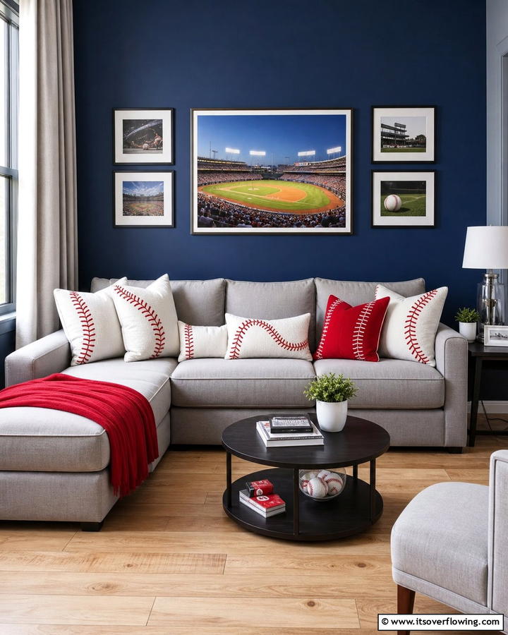 Baseball Stitch Accent Pillows - 20 Baseball Room Decor Ideas for Fans