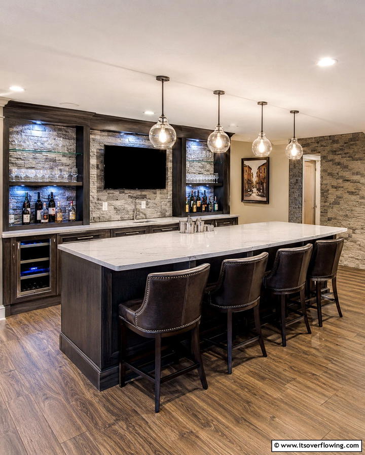 Basement Bar and Counter Setup - 30 Functional Basement Furniture Ideas for Multi-Use Spaces