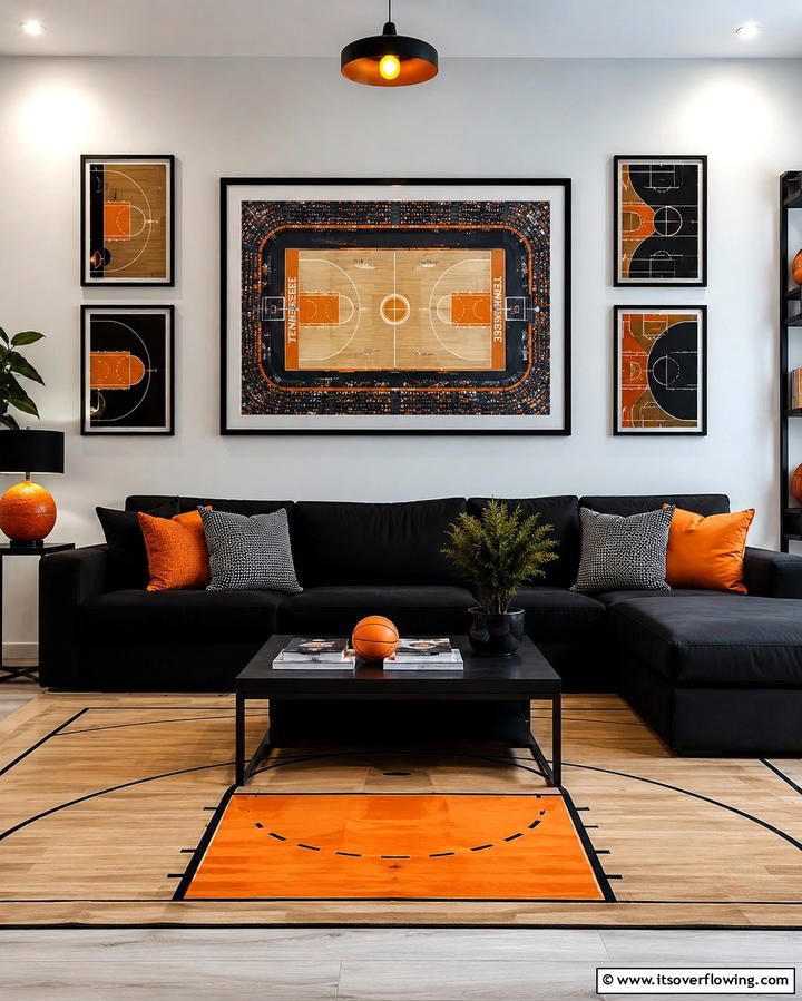 Basketball Court Wall Art - 25 Fun Basketball Room Decor Ideas for Sports Fans