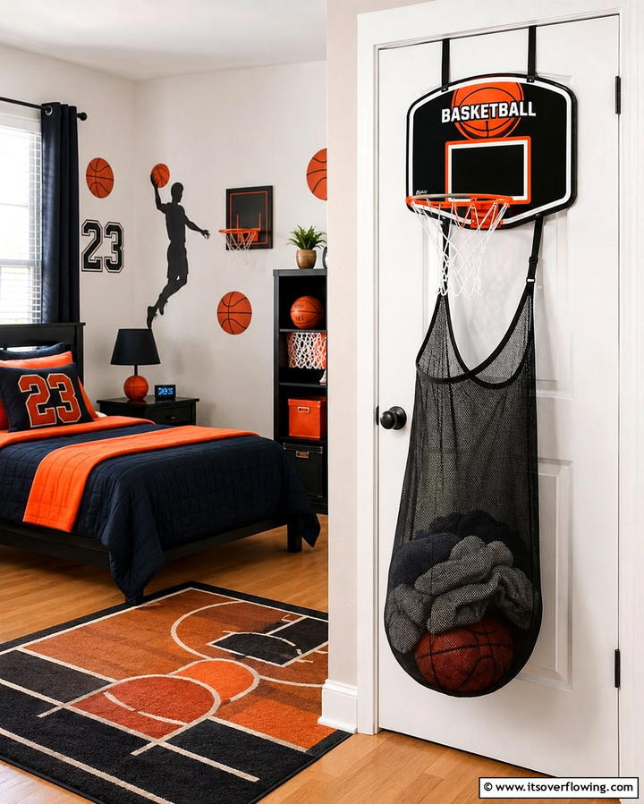 Basketball Hoop Laundry Hamper - 25 Fun Basketball Room Decor Ideas for Sports Fans