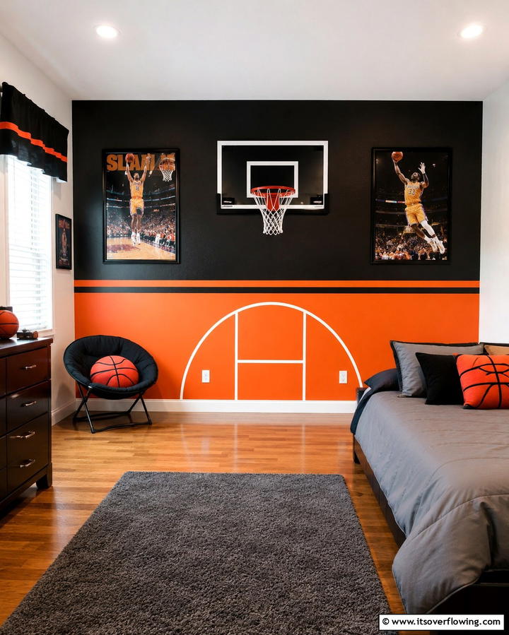 Basketball Hoop Wall Accent - 25 Fun Basketball Room Decor Ideas for Sports Fans