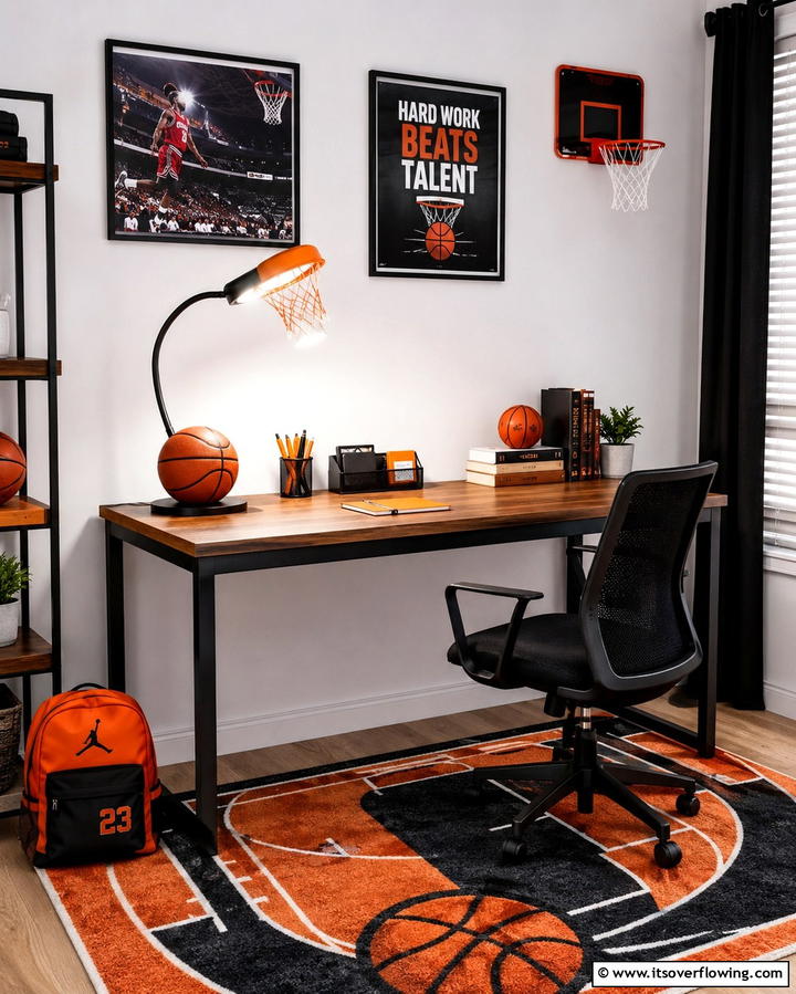 Basketball Inspired Desk Lamp - 25 Fun Basketball Room Decor Ideas for Sports Fans