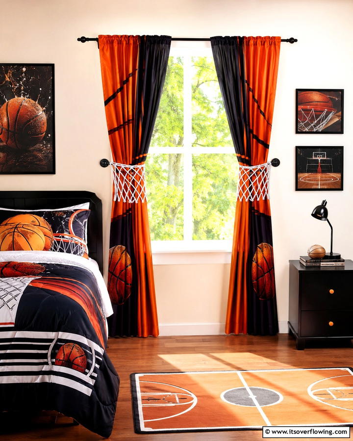 Basketball Net Curtain Tiebacks - 25 Fun Basketball Room Decor Ideas for Sports Fans