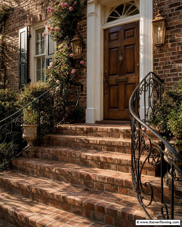 Basketweave Brick Pattern for a Vintage Feel - 25 Brick Front Steps Design Ideas for Curb Appeal