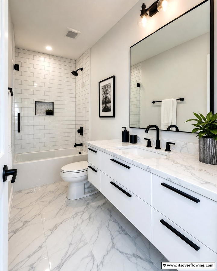 Bathroom with Matte Black Faucets - 20 Bathroom With Black Fixtures Design Ideas
