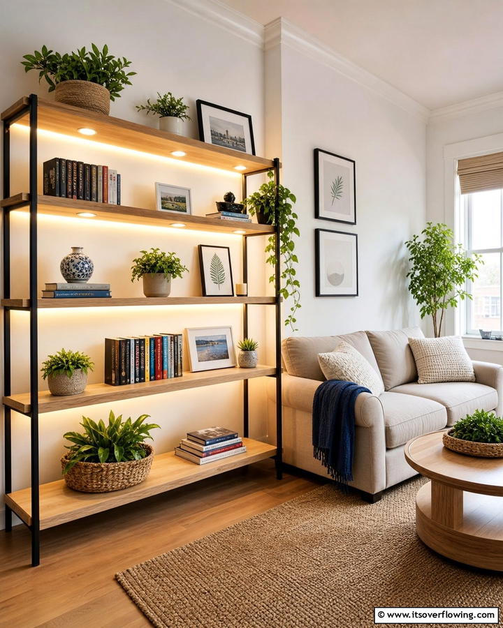 Battery Operated Lights for Portability - 20 Bookshelf Lighting Ideas- Illuminate Your Collection