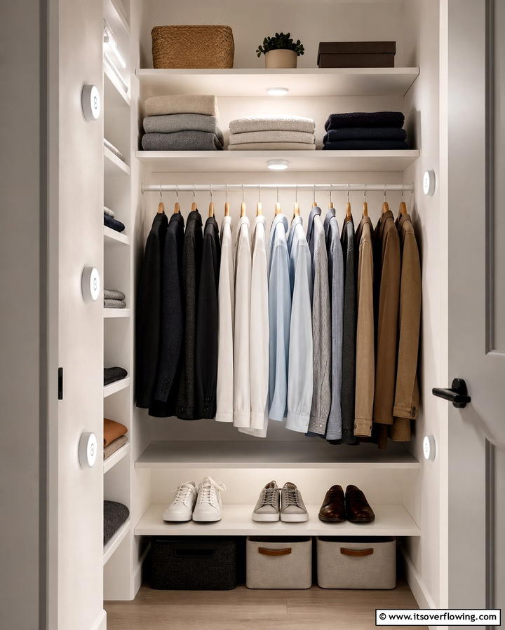Battery Powered Touch Lights - 25 Bright Closet Lighting Ideas for Organized Spaces