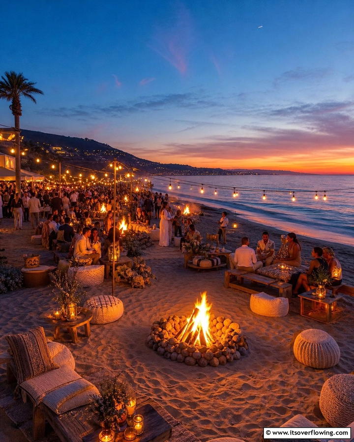 Beach Bonfire Celebration - 21 Beach Wedding Ideas for a Sun-Kissed Ceremony by the Ocean