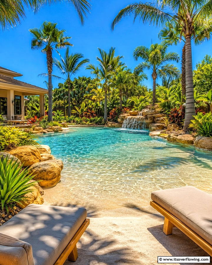 Beach Entry Pools - 25 Backyard Pool Ideas for Summer Fun and Relaxation
