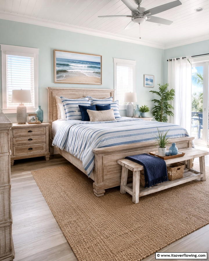 Beach House Inspiration - 25 Blue and Beige Bedroom Ideas for a Calming Space