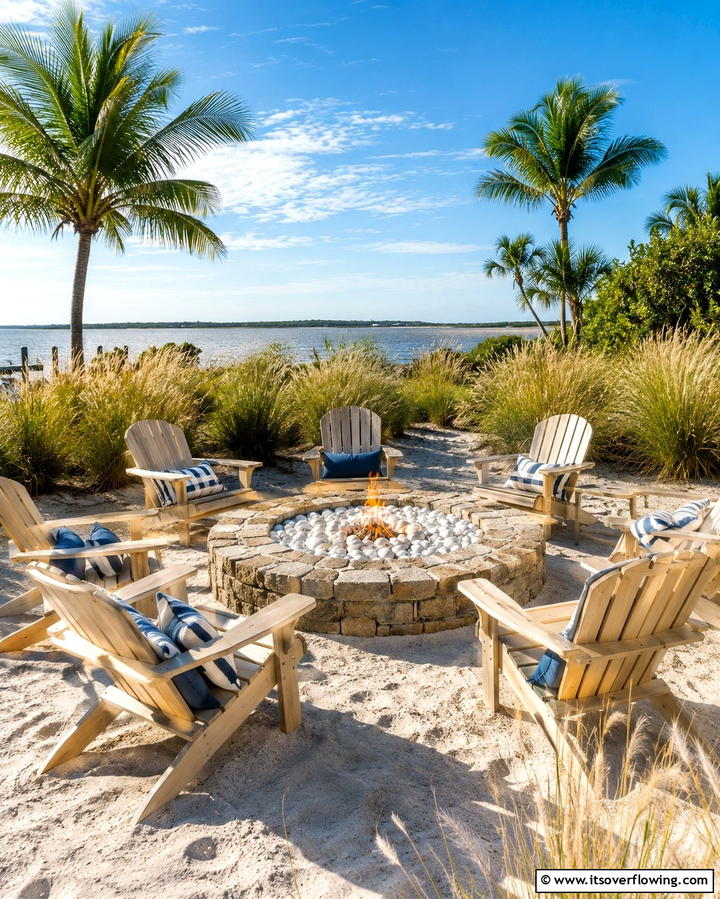 Beach Inspired Fire Pit - 25 Sunken Fire Pit Ideas for a Cozy Outdoor Gathering Spot