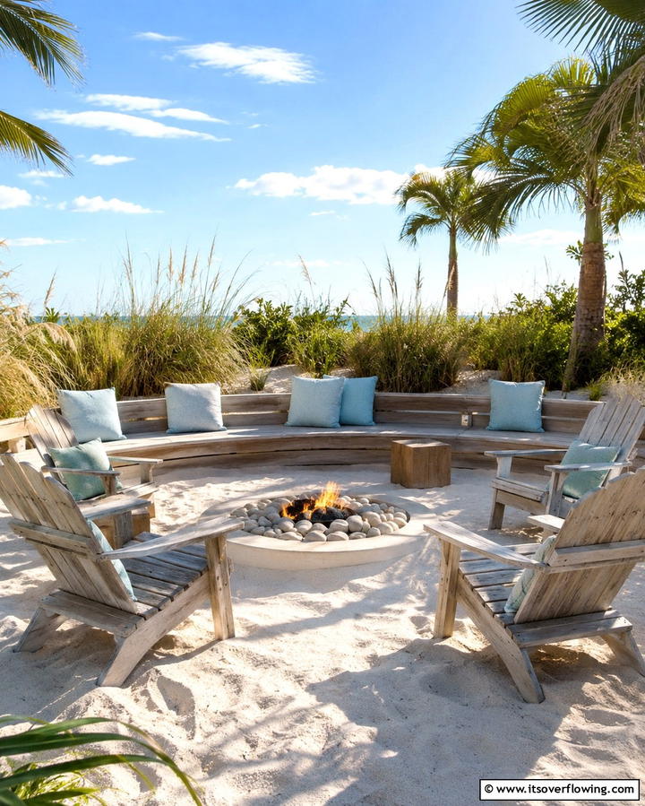 Beach Inspired Sunken Fire Pit - 25 Sunken Fire Pit Ideas for a Cozy Outdoor Gathering Spot