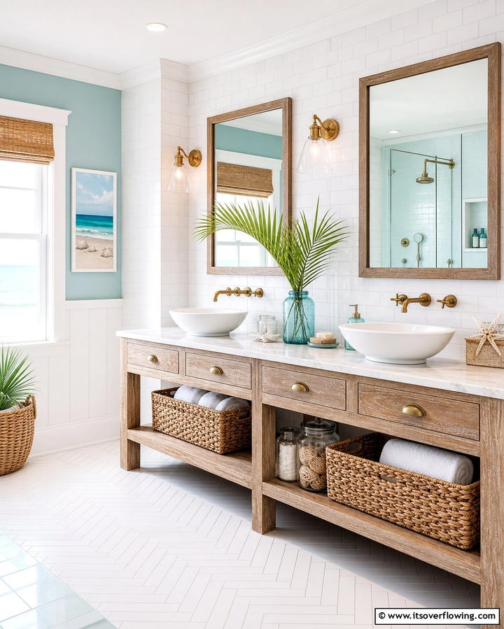 Beach Inspired Vanity - 25 Coastal Bathroom Ideas for a Serene Beach Retreat