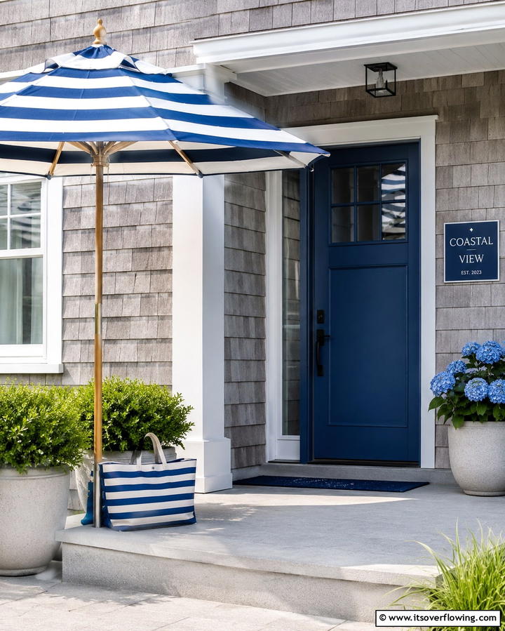 Beach Umbrella Accents - 25 Summer Front Door Decor Ideas to Welcome the Season
