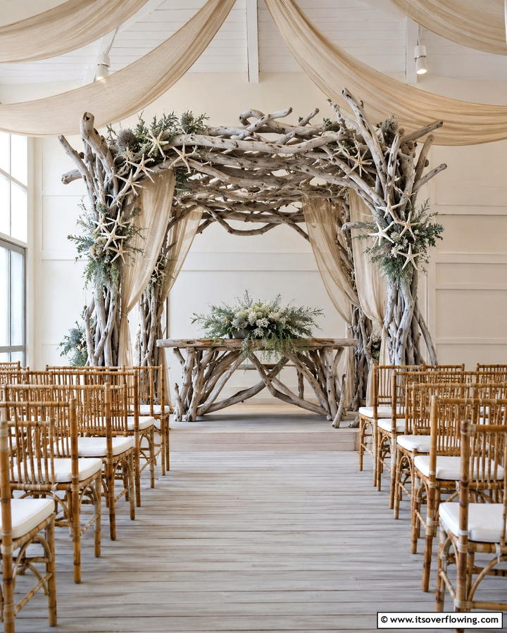 Beachside Driftwood Altar - 30 Stunning Wedding Altar Design Inspirations
