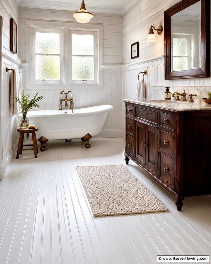 Beadboard Flooring for a Unique Twist - 25 Charming Beadboard Bathroom Ideas for a Classic Look