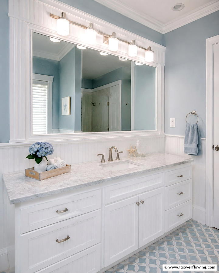 Beadboard Framed Mirror - 25 Charming Beadboard Bathroom Ideas for a Classic Look