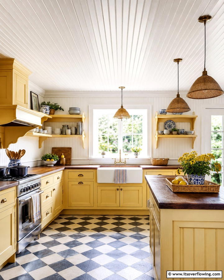 Beadboard Wood Ceilings for Vintage Charm - 20 Wood Ceiling Kitchen Ideas for a Warm and Inviting Atmosphere