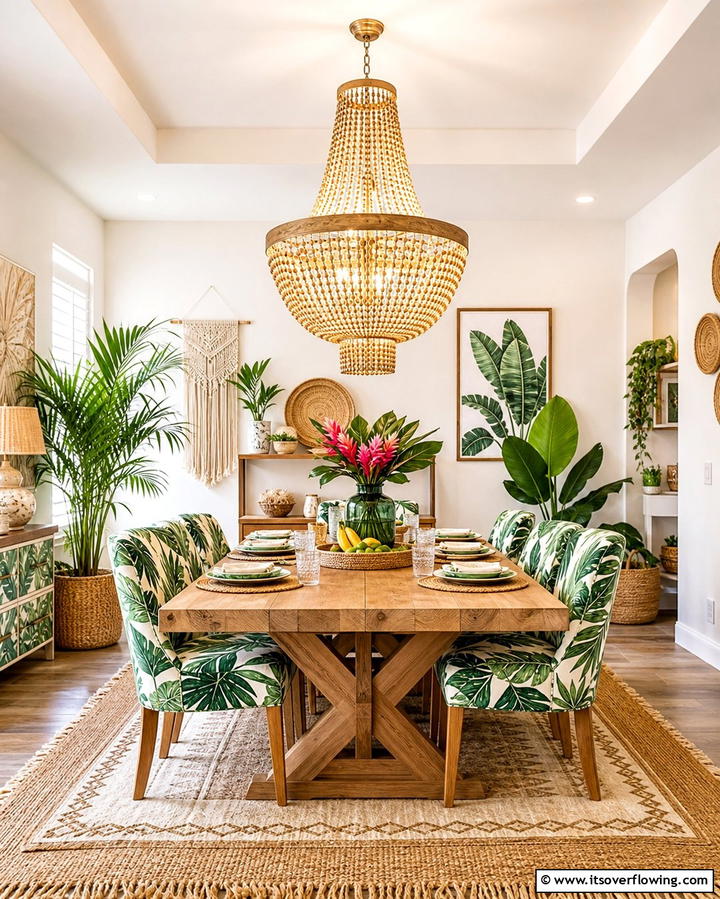 Beaded Chandeliers - 20 Bohemian Tropical Decor Ideas for a Vibrant Home