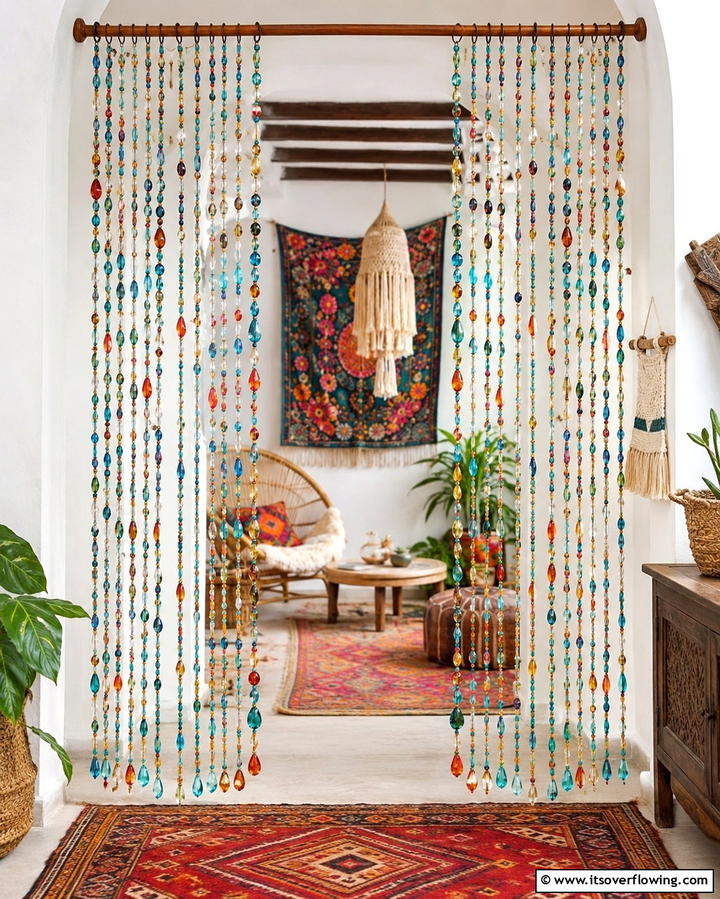 Beaded Curtains - 25 Vibrant Colorful Boho Decor Ideas for Your Space