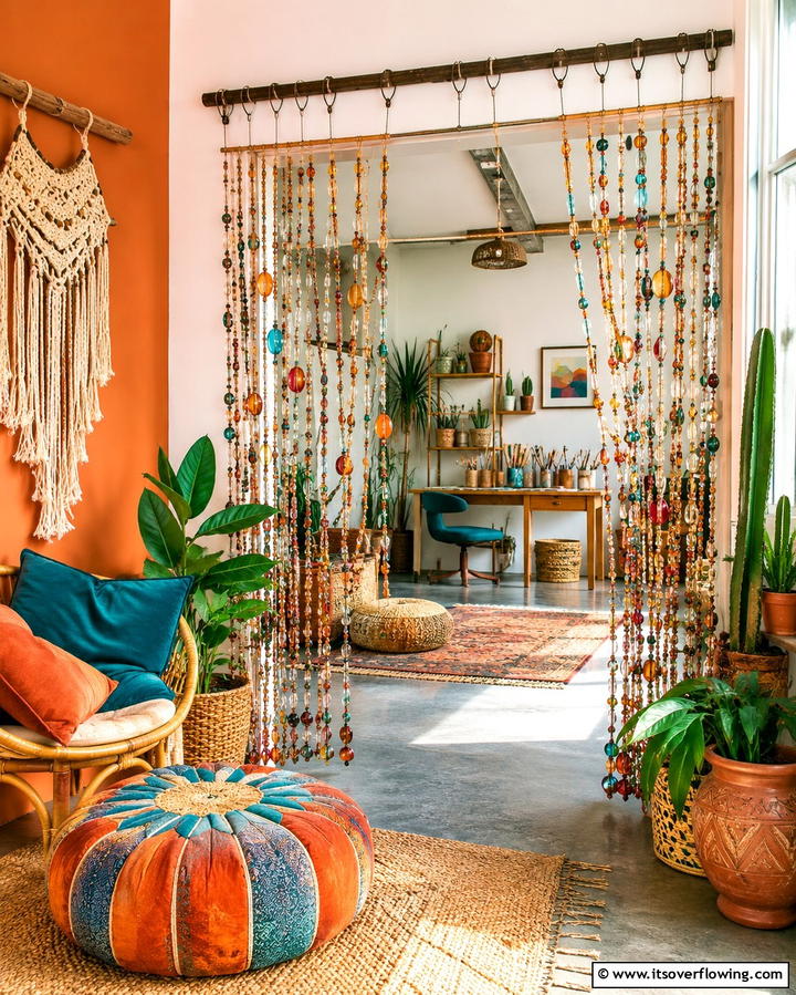 Beaded Curtains for a Bohemian Touch - 25 Room Divider Ideas to Maximize Your Living Space